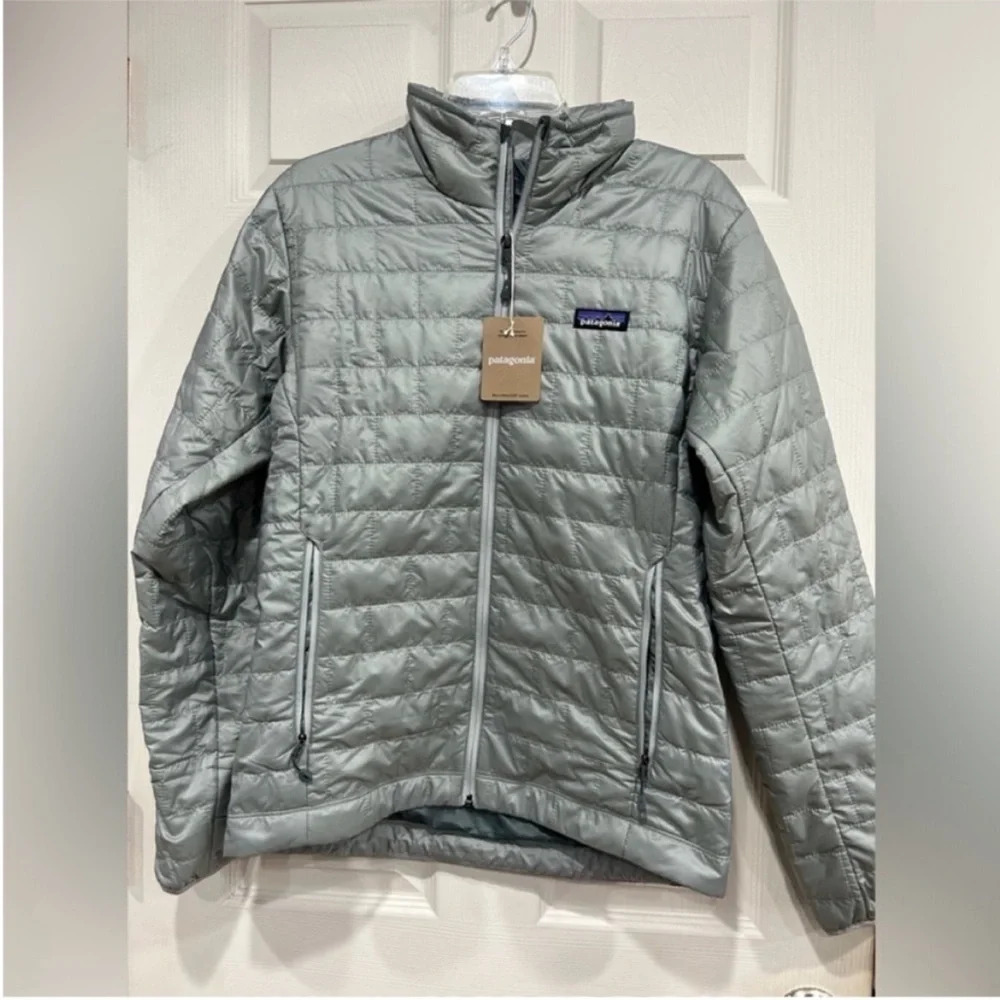 Patagonia Men's Small Nano Puff Jacket Puffer Grey Sleet Green Insulated NWT - Picture 1 of 7